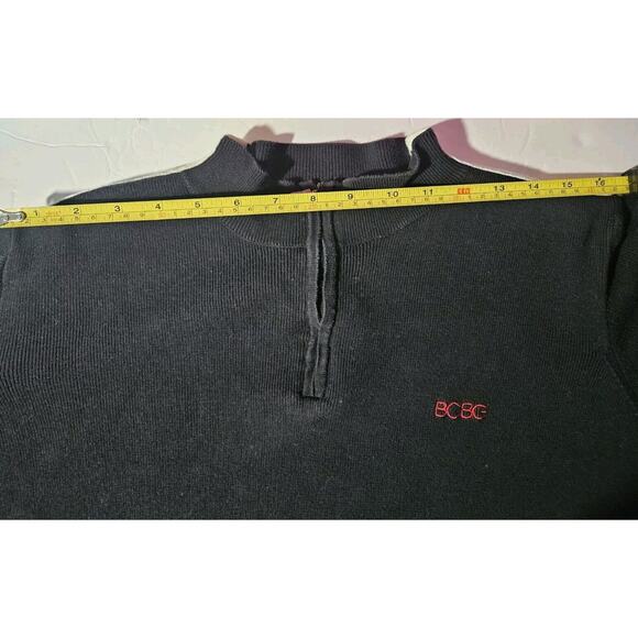 Vintage BCBG Maxazria 1/4 Zip Black Sweater 100% Cotton Cropped Sweater XL - Picture 7 of 10